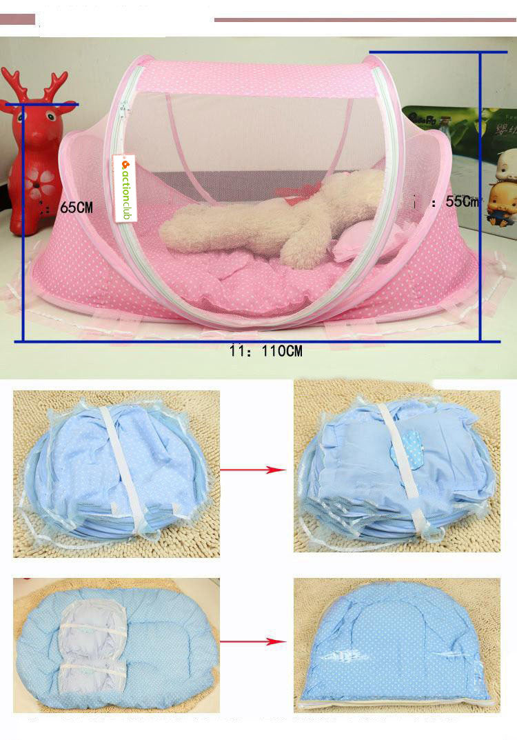 Foldable Baby Bed with Pillow