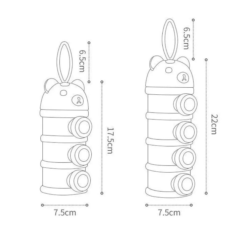 Portable 4 Layer Milk Powder Box Multiple Openings Spill Resistant Infant Baby Food Storag Box Bear Style Toddle Snack Container