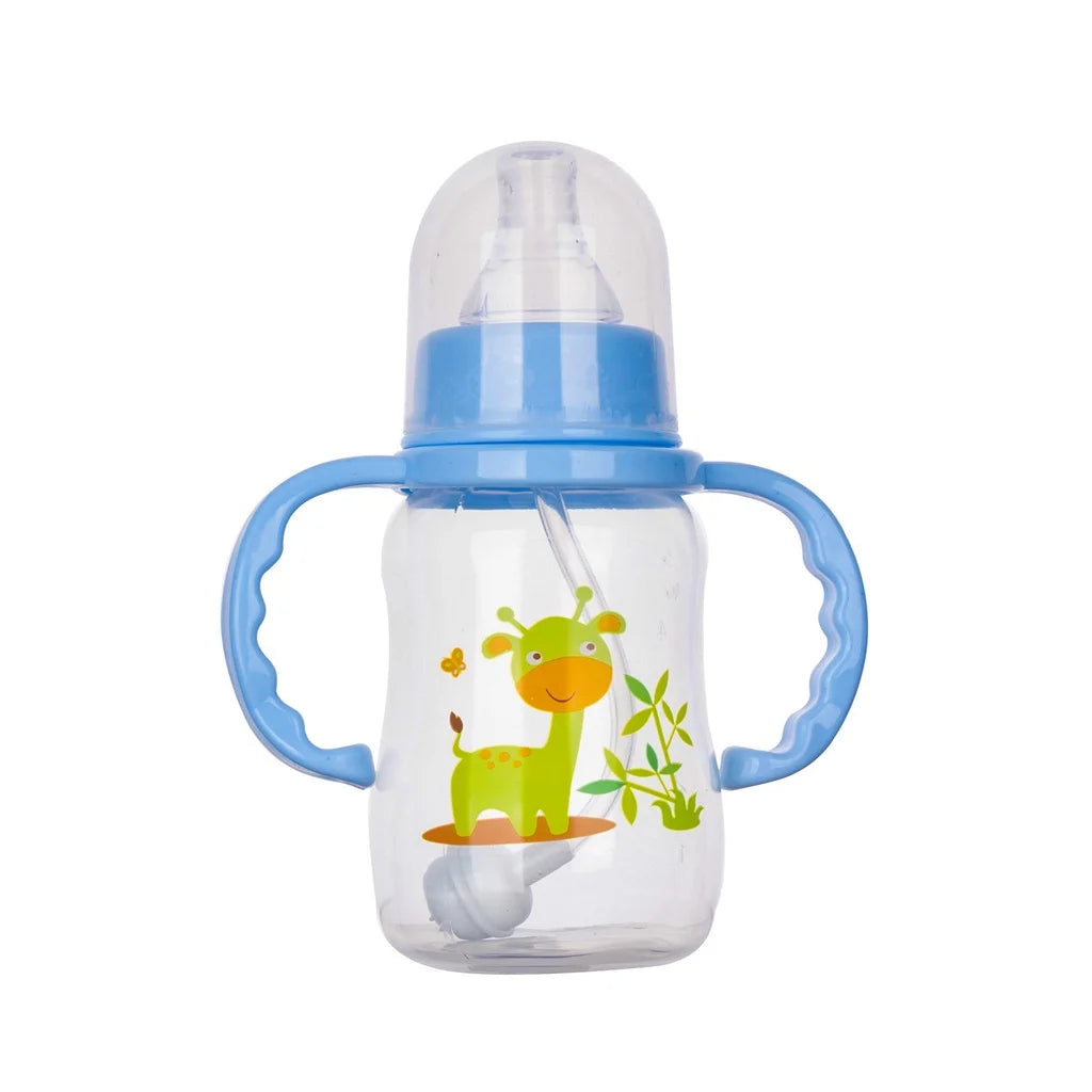 240ml Large Capacity Children's PP Bottle Chicken Shape Early Learning Fun Bottle Silicone Imitation Breastmilk Nipple BPA Free