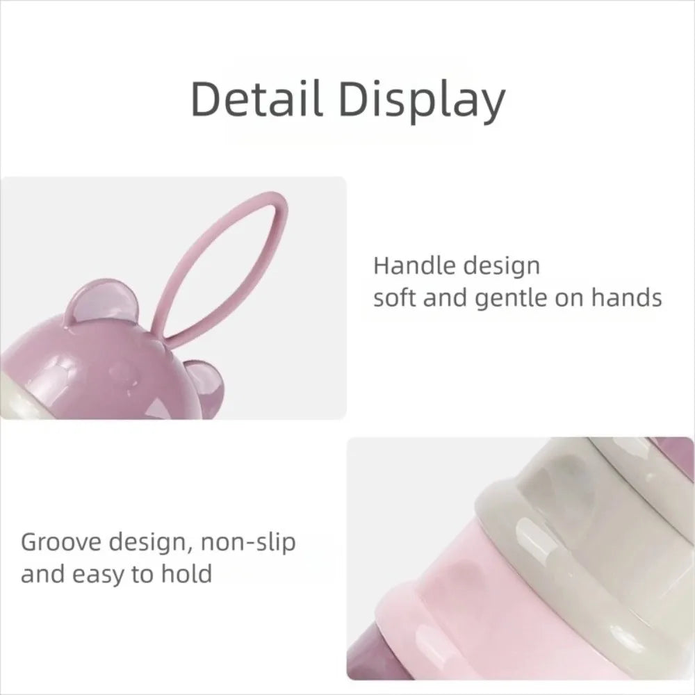 Portable 4 Layer Milk Powder Box Multiple Openings Spill Resistant Infant Baby Food Storag Box Bear Style Toddle Snack Container