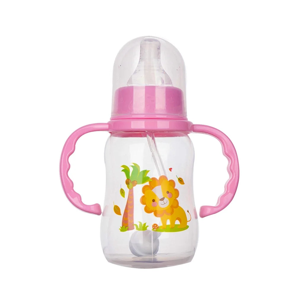 240ml Large Capacity Children's PP Bottle Chicken Shape Early Learning Fun Bottle Silicone Imitation Breastmilk Nipple BPA Free