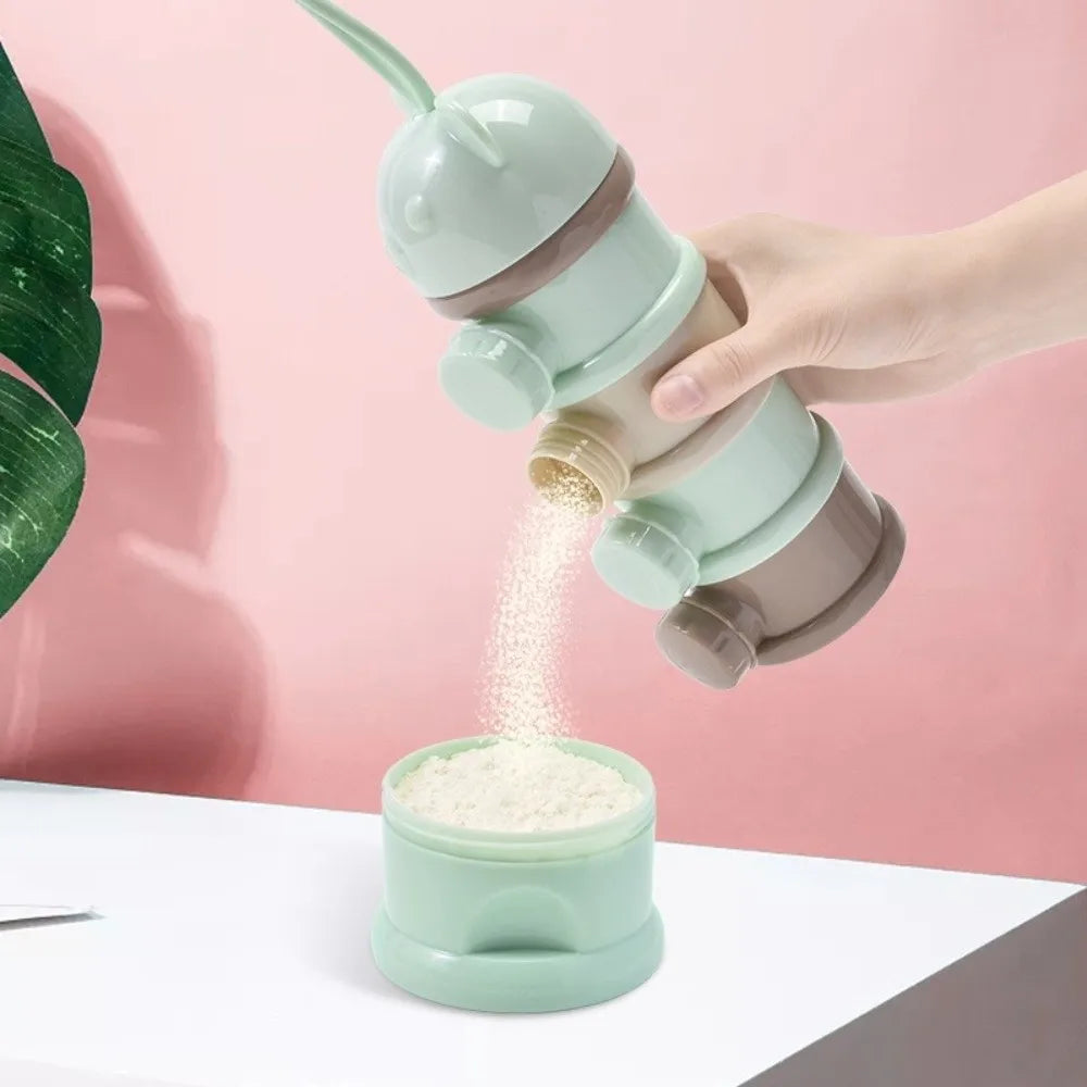Portable 4 Layer Milk Powder Box Multiple Openings Spill Resistant Infant Baby Food Storag Box Bear Style Toddle Snack Container